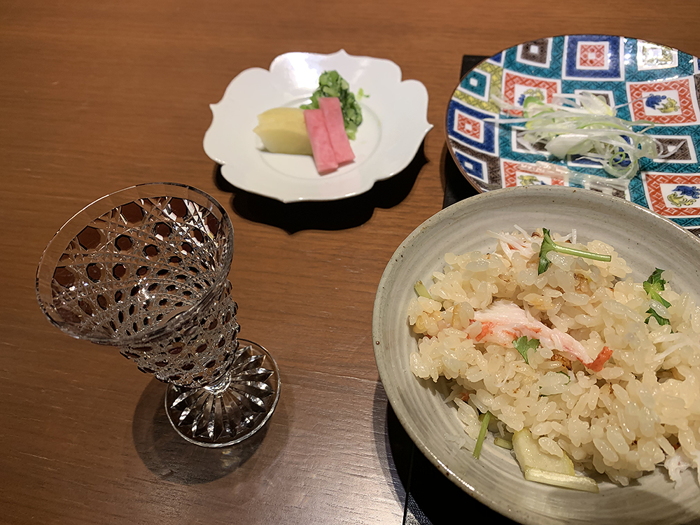 伊香保の諧暢楼(かいちょうろう)。蟹御飯　赤出し汁